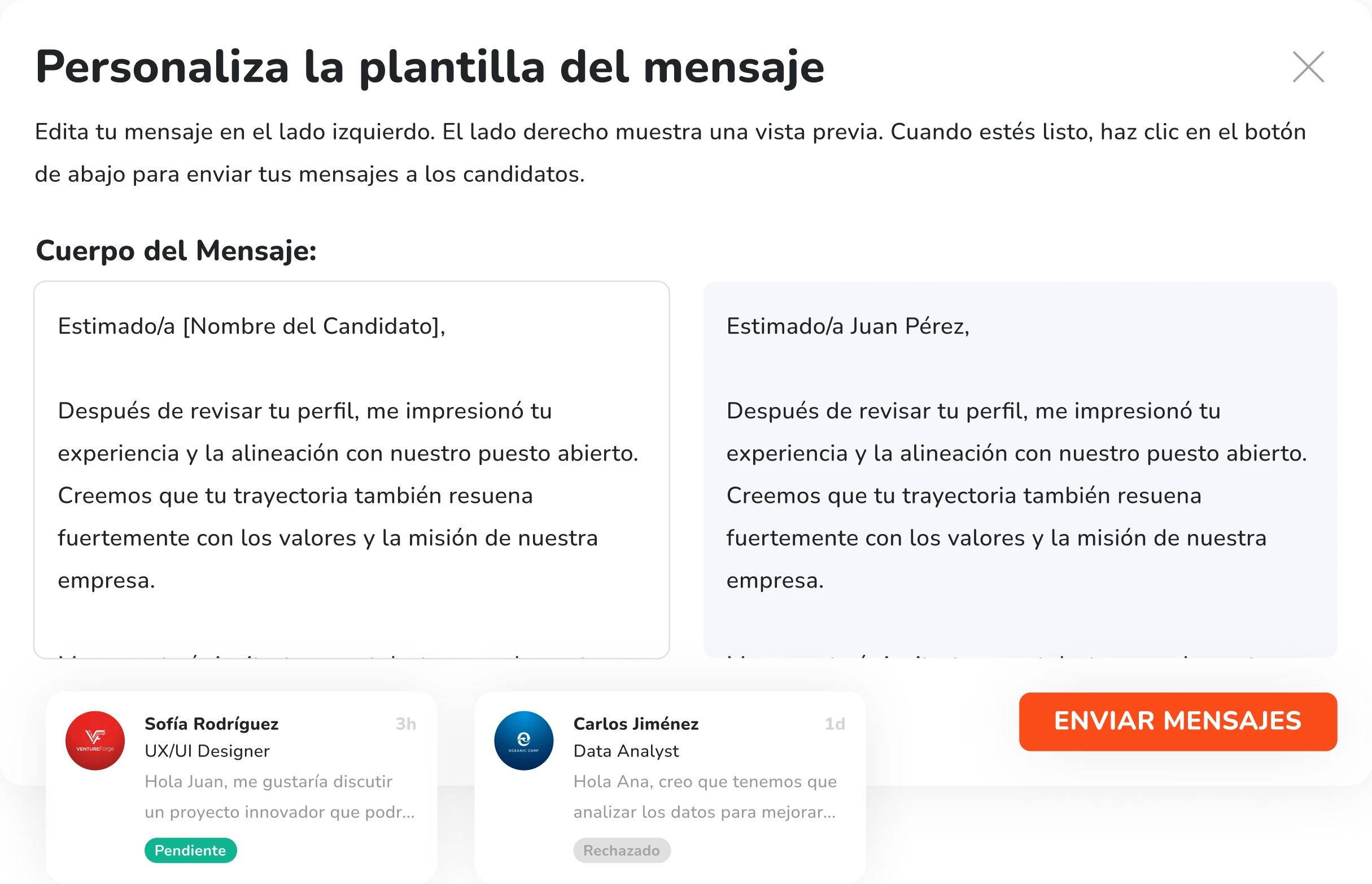 Mockup interfaz mensajes JBox