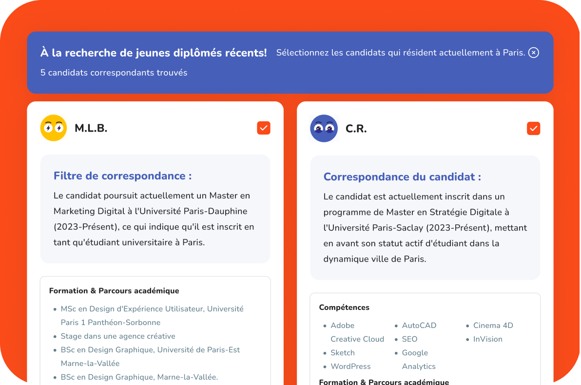 Search candidates