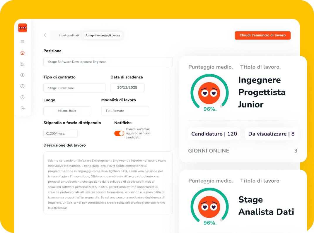 Pubblica annunci per profili junior